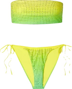 Self-Portrait Green Crystal-embellished Ombré Bandeau Bikini Set BNWT UK 8