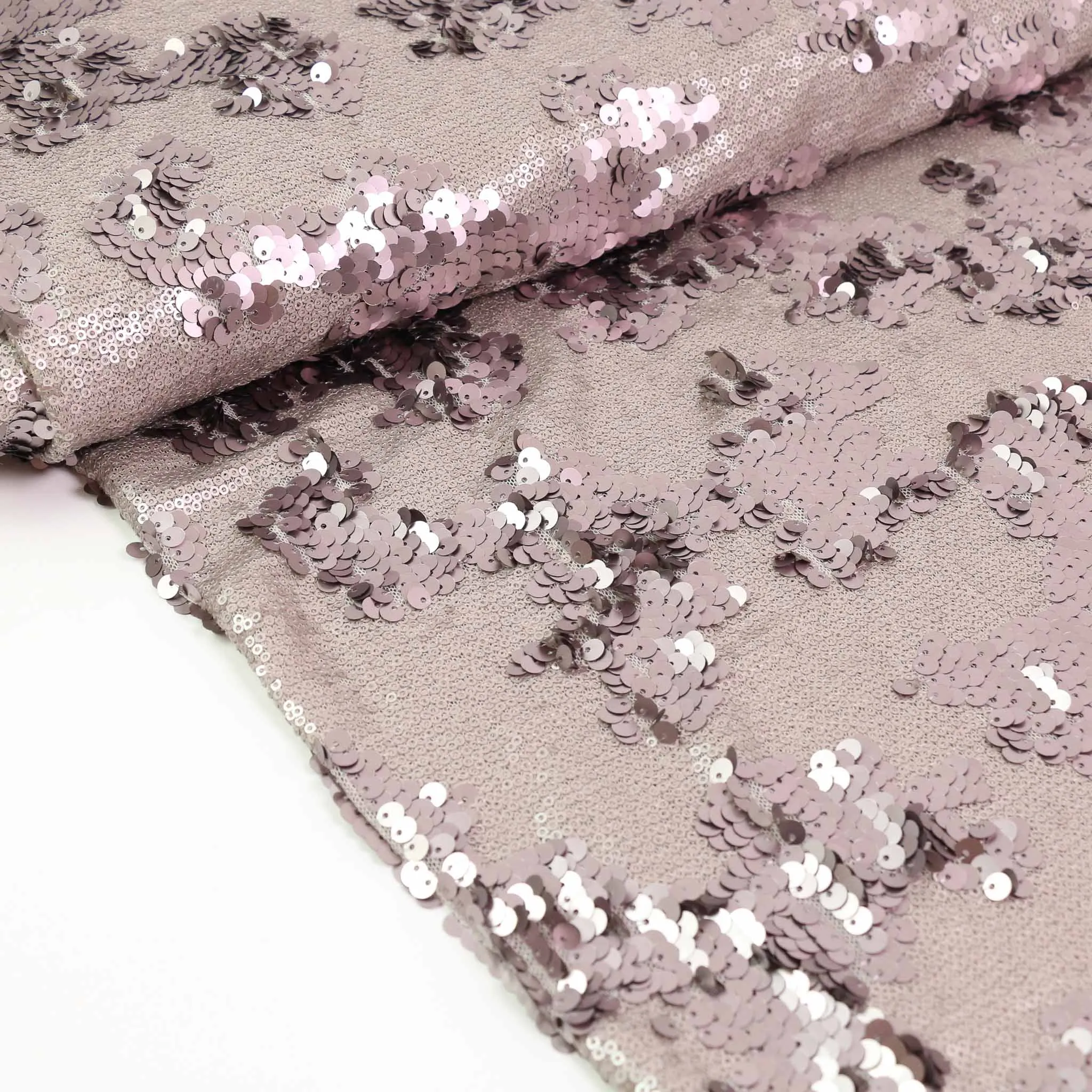 Sequin Fabric - Mauve, Black