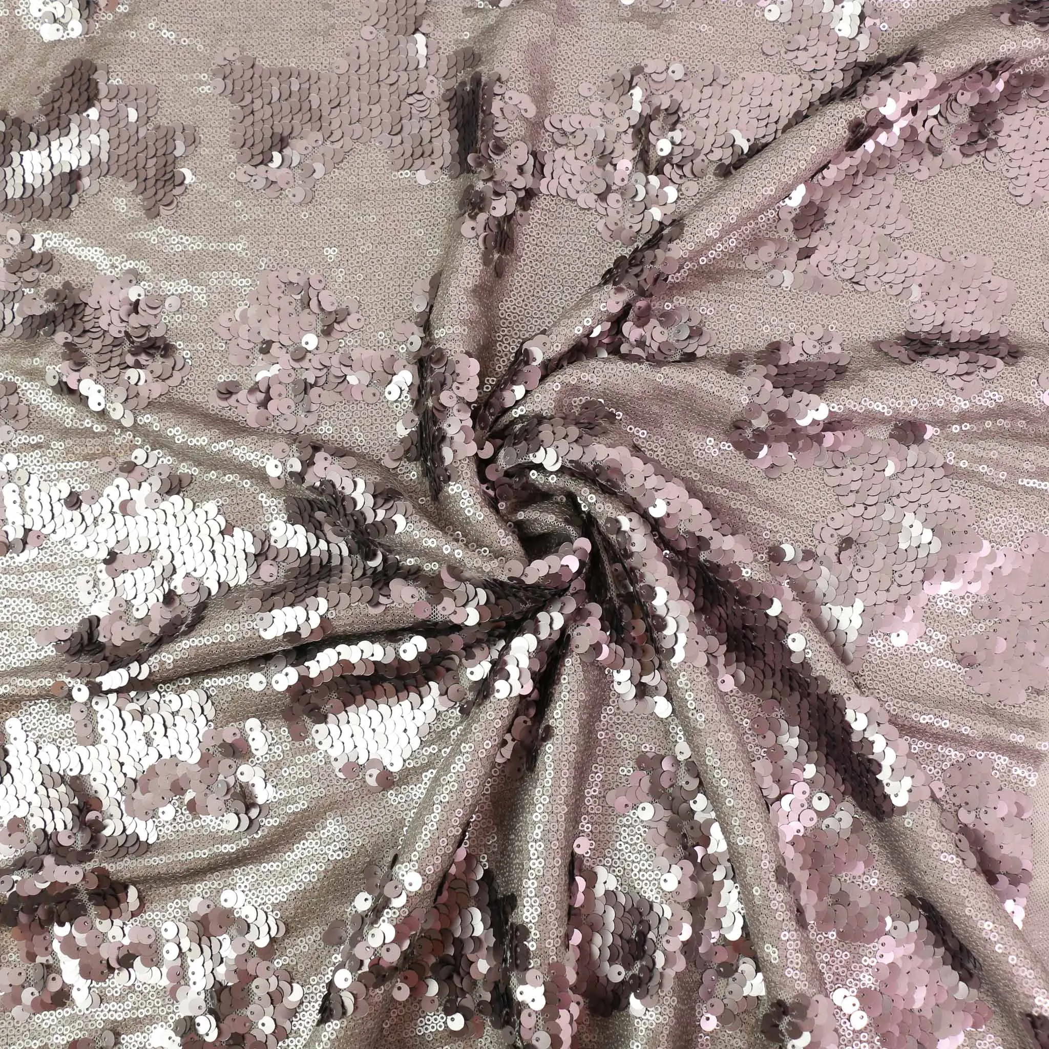 Sequin Fabric - Mauve, Black