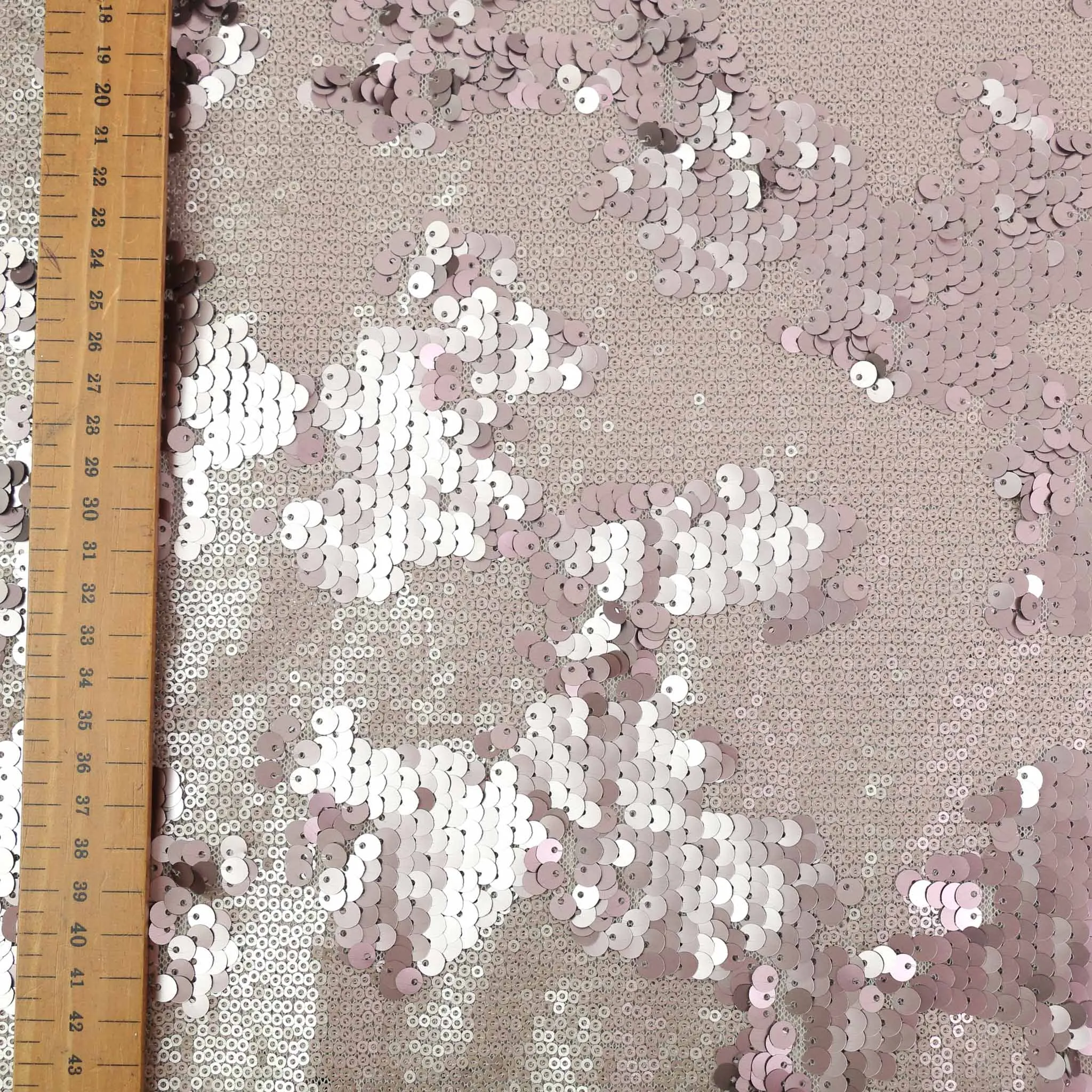 Sequin Fabric - Mauve, Black