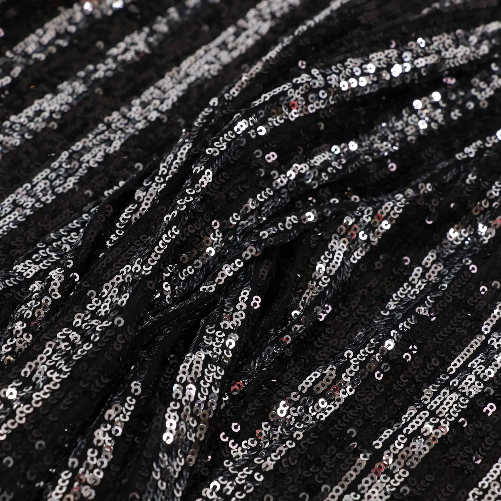 Sequin Fabric - Silver, black