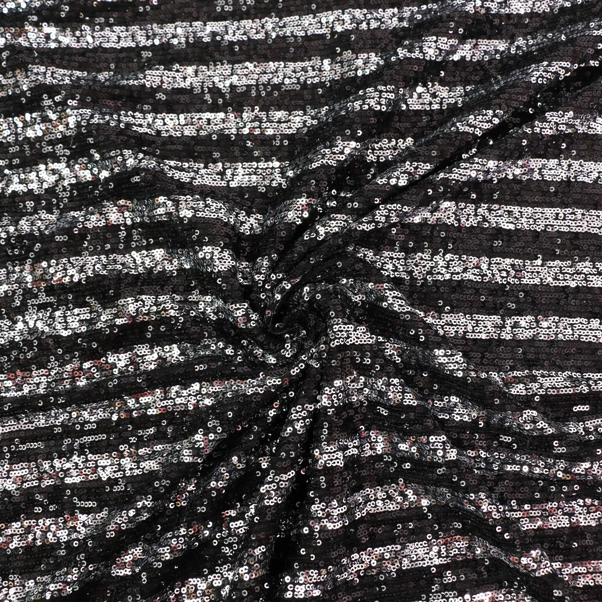 Sequin Fabric - Silver, black