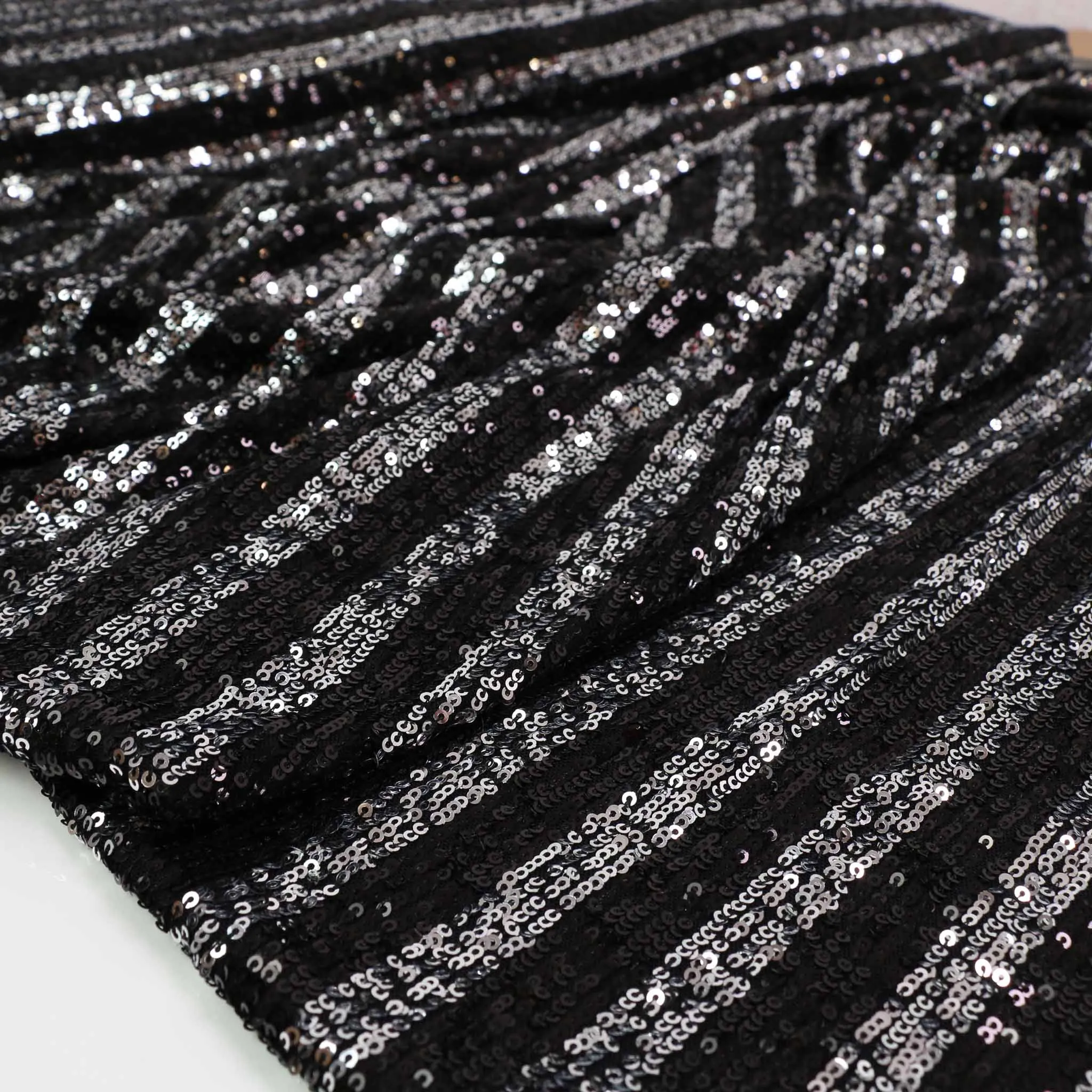 Sequin Fabric - Silver, black