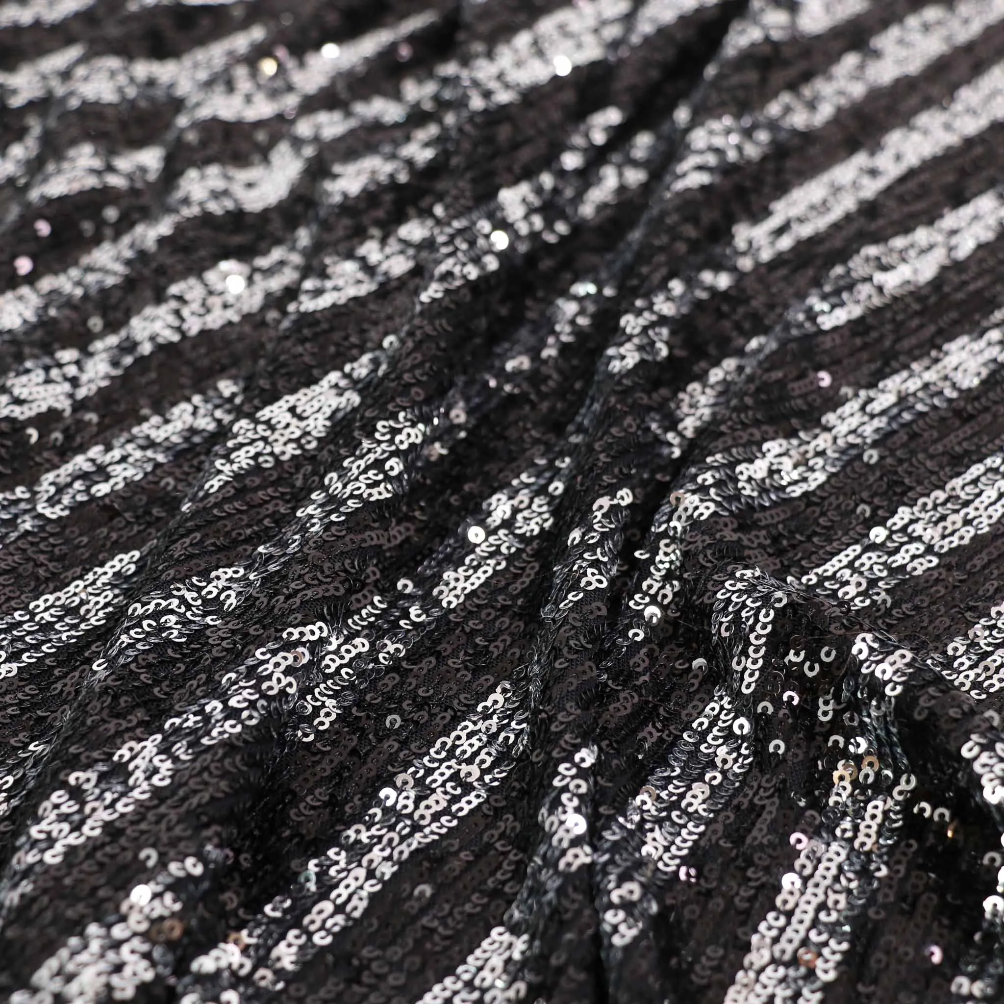 Sequin Fabric - Silver, black