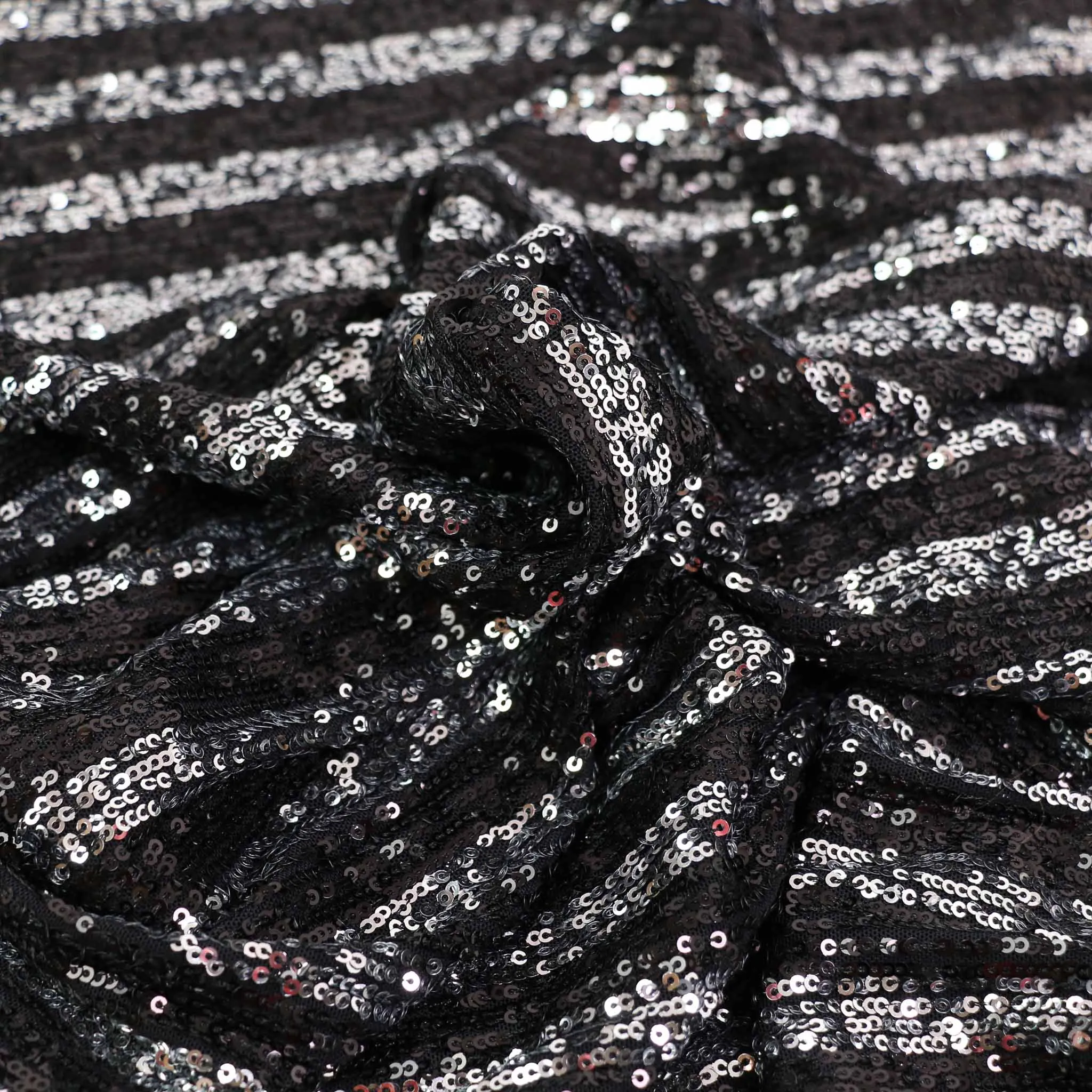 Sequin Fabric - Silver, black