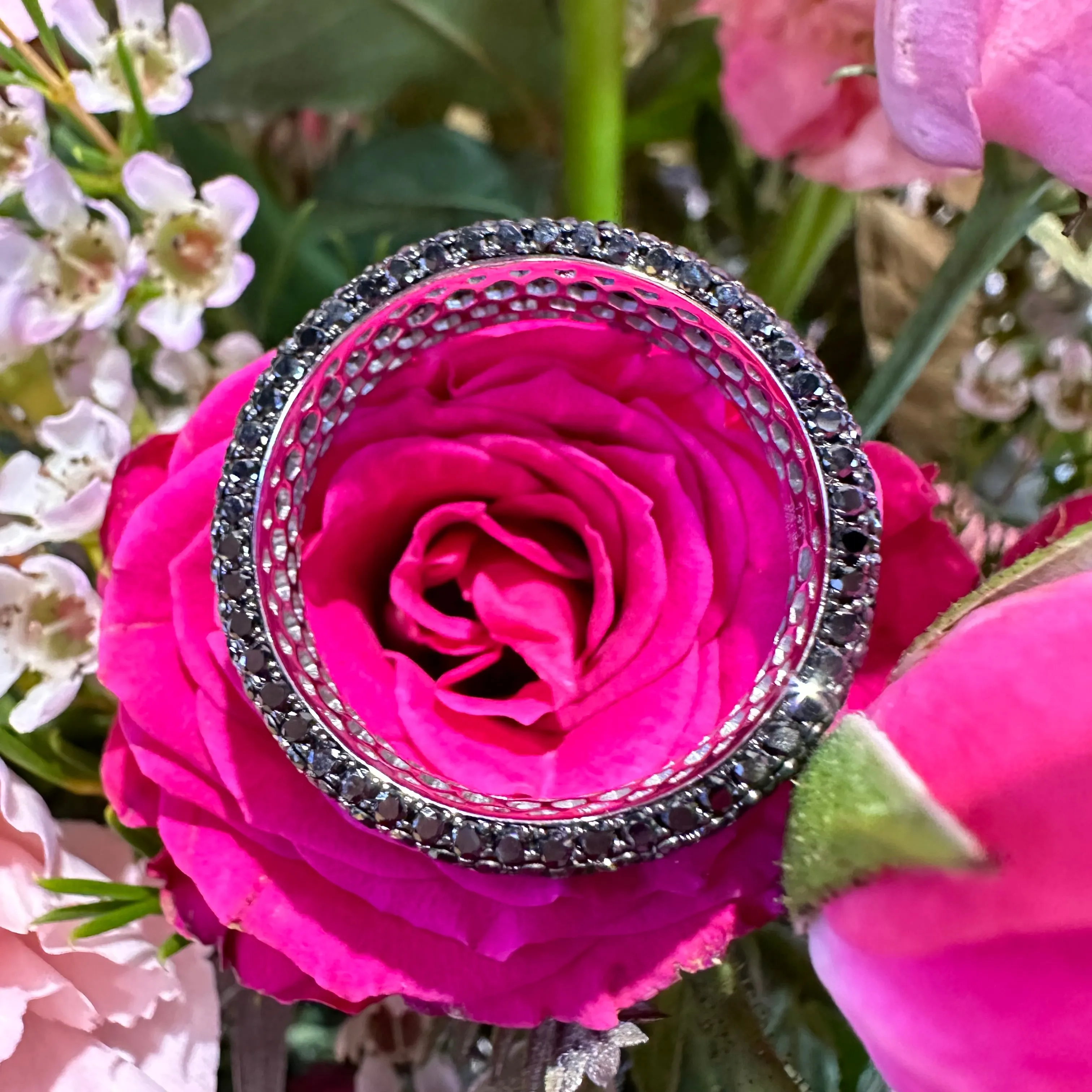 Simon G Black Diamond Band 14K White Gold Ring LG211