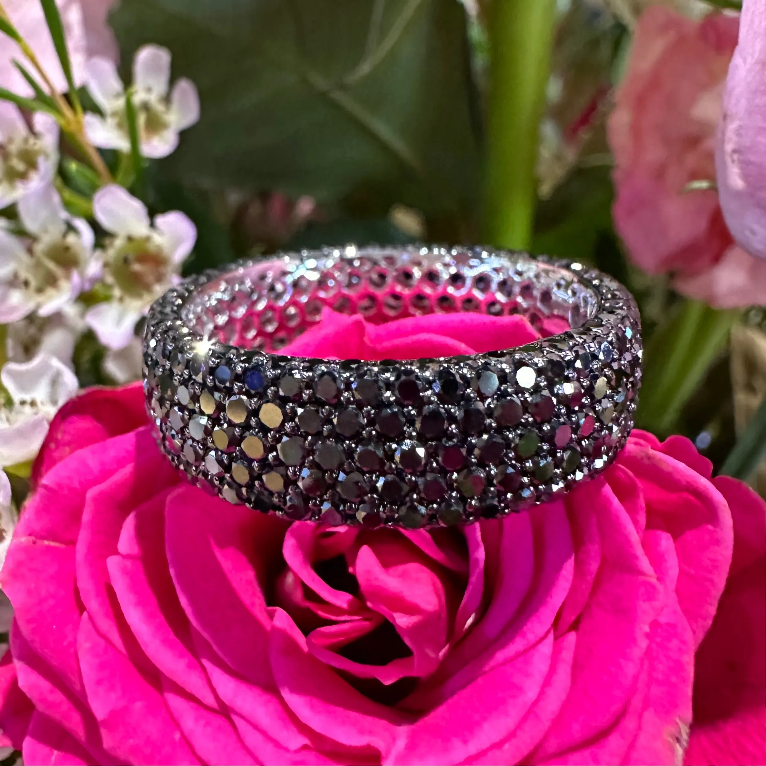 Simon G Black Diamond Band 14K White Gold Ring LG211