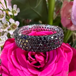 Simon G Black Diamond Band 14K White Gold Ring LG211