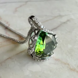 Simon G Green Tourmaline Diamond Pendant 18K White Gold Necklace LP4813