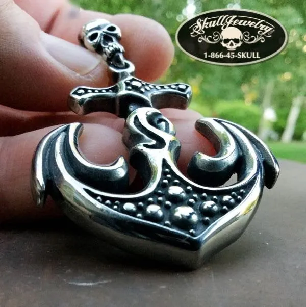 Skull & Anchor Stainless Steel Pendant (#p004)