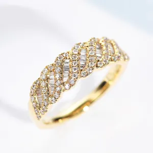 Solid Gold Diamond Weave Shape Wedding Ring