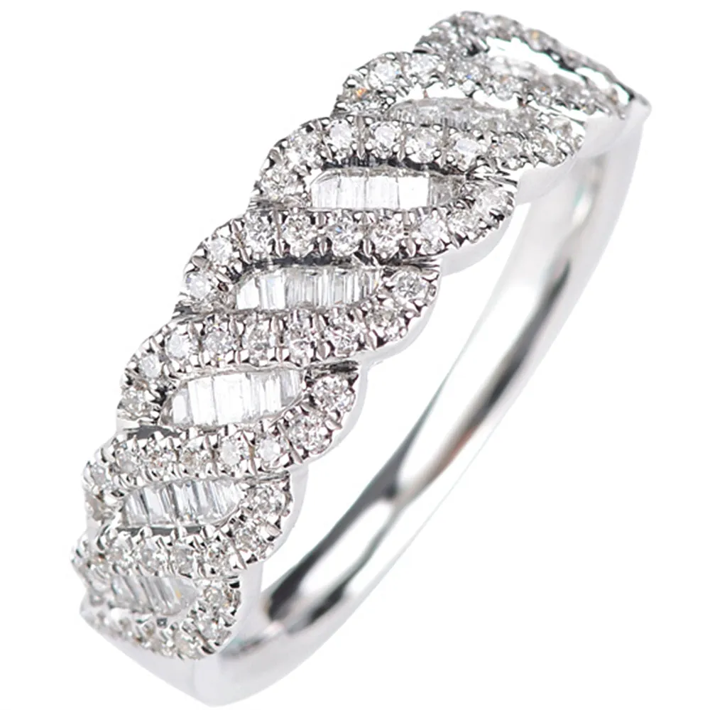 Solid Gold Diamond Weave Shape Wedding Ring