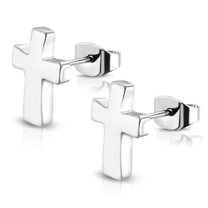 Stainless Steel Classic Cross Stud Earrings