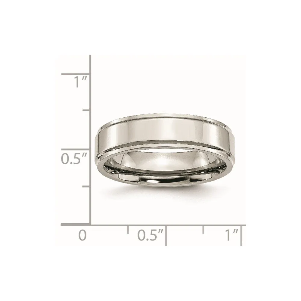 Stainless Steel Polished 6mm Ridged Edge Band
