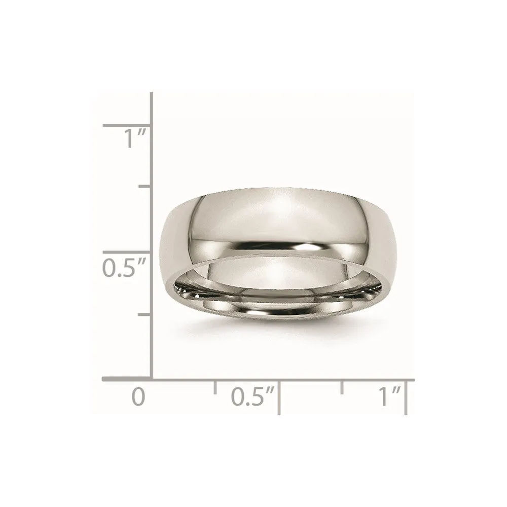 Stainless Steel Polished 7mm Half Round Band