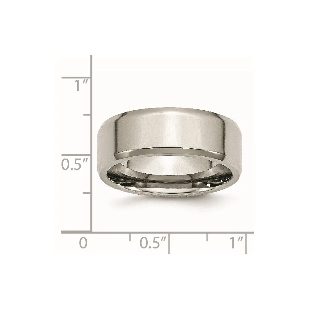 Stainless Steel Polished 8mm Beveled Edge Band