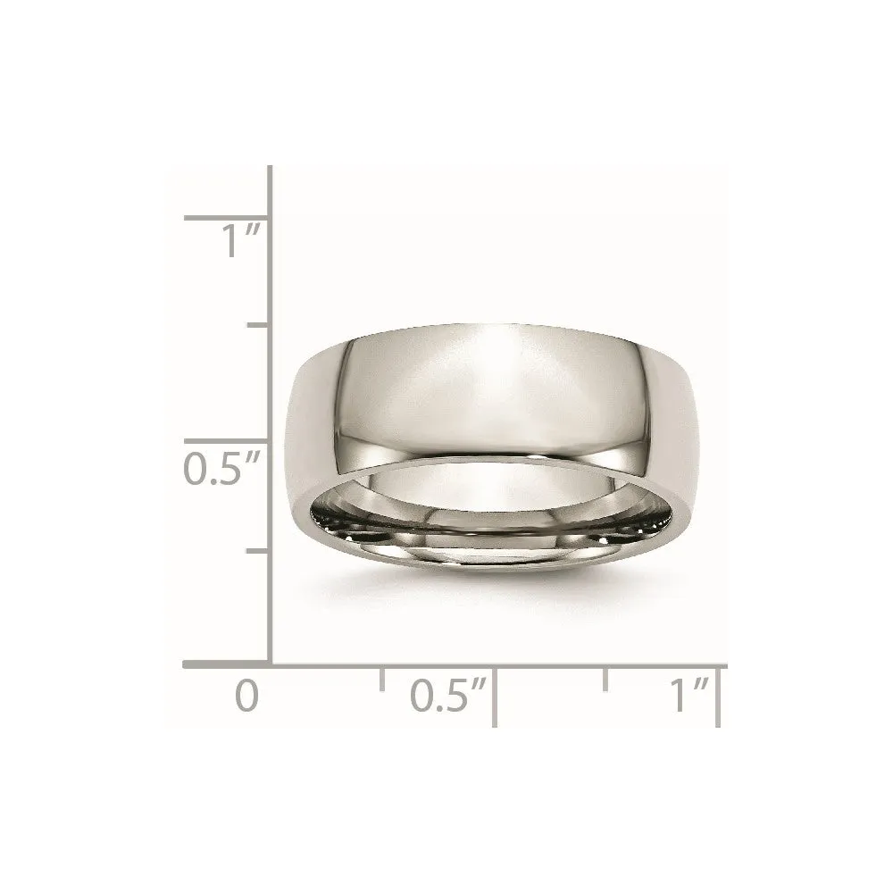 Stainless Steel Polished 8mm Half Round Band