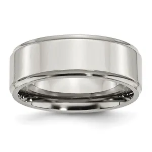 Stainless Steel Polished 8mm Ridged Edge Band