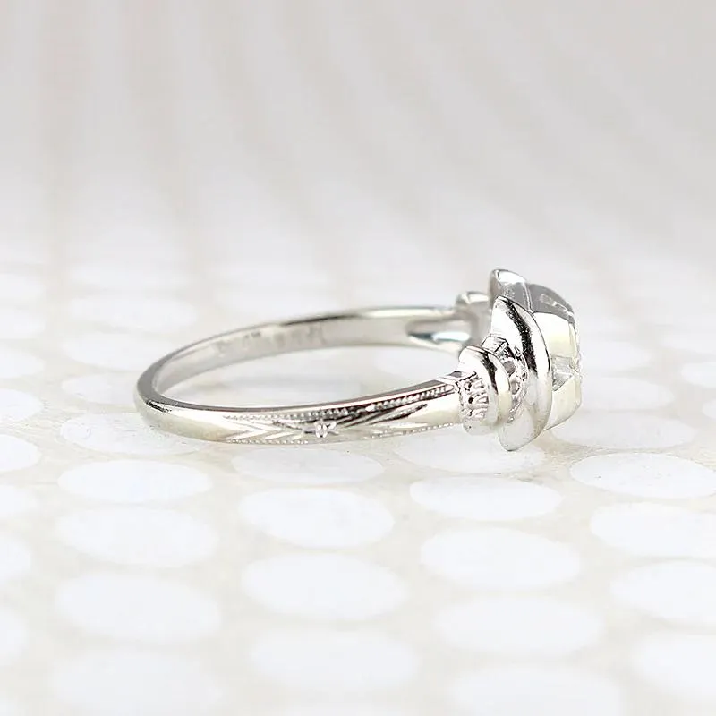 Sweet Diamond Engagement Ring with Filigree & Engraving