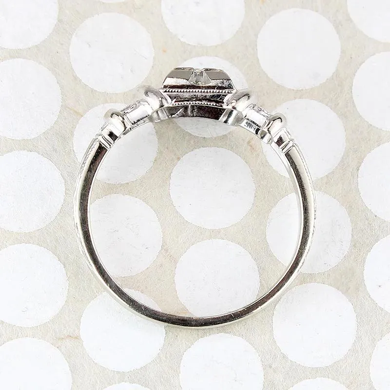 Sweet Diamond Engagement Ring with Filigree & Engraving