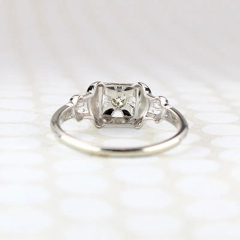 Sweet Diamond Engagement Ring with Filigree & Engraving