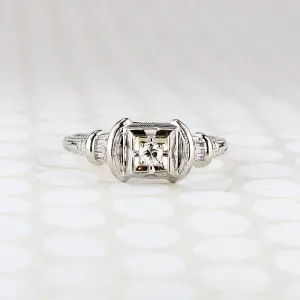 Sweet Diamond Engagement Ring with Filigree & Engraving