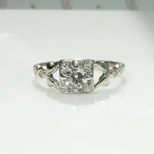Sweet Square Cluster Diamond Engagement Ring