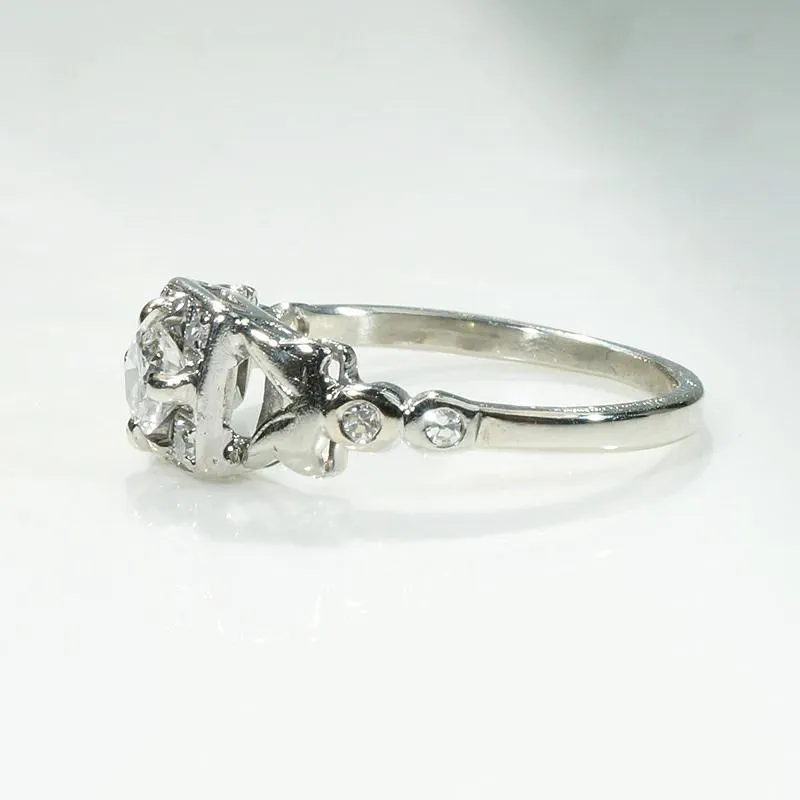 Sweet Square Cluster Diamond Engagement Ring