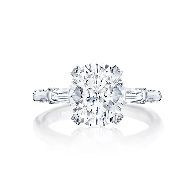 Tacori Platinum RoyalT Three-Stone Engagement Ring Mounting