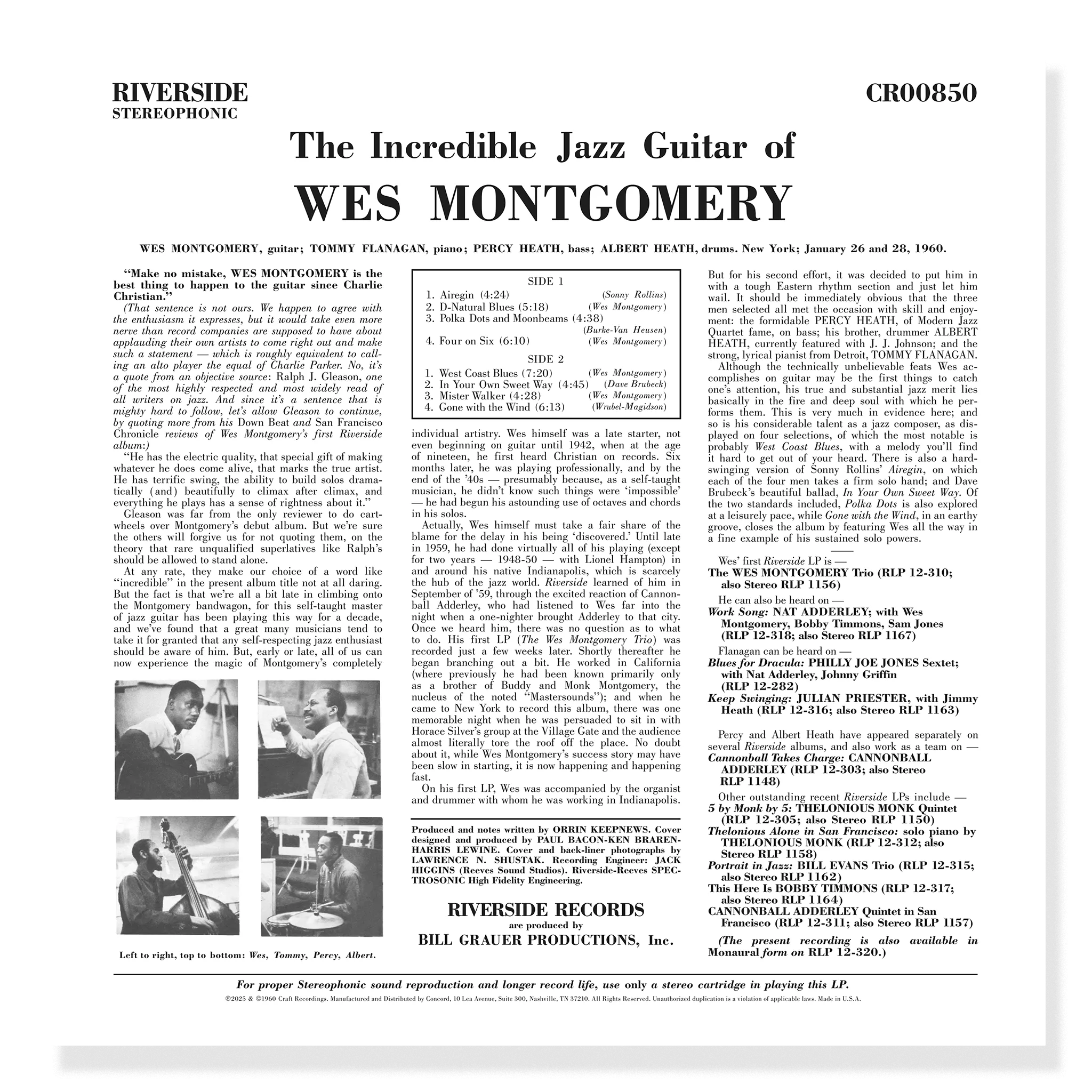 The Incredible Jazz Guitar Of Wes Montgomery (Original Jazz Classics Series) (180g LP)