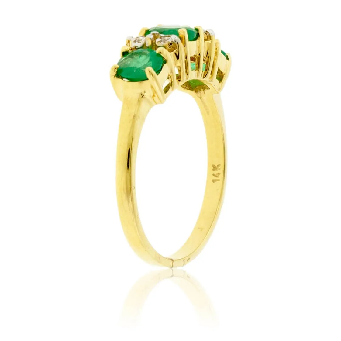 Three Oval Emerald & Diamond Accented Ring