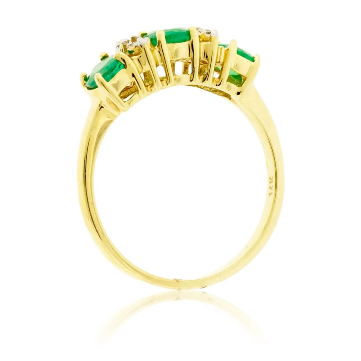 Three Oval Emerald & Diamond Accented Ring