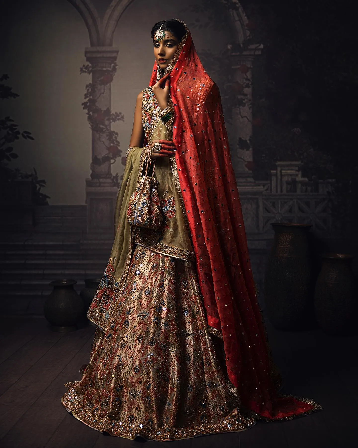 Tissue Lehenga with Sleeveless Choli and Dupatta Dress