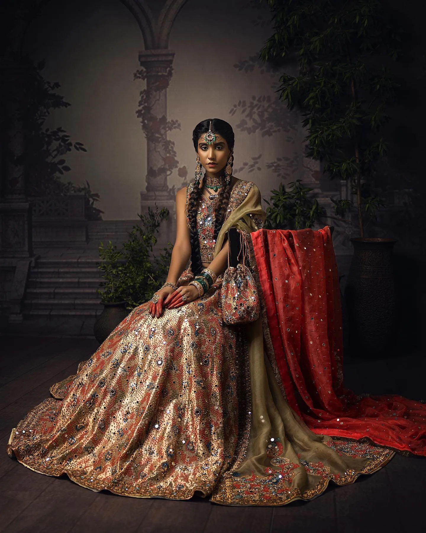 Tissue Lehenga with Sleeveless Choli and Dupatta Dress