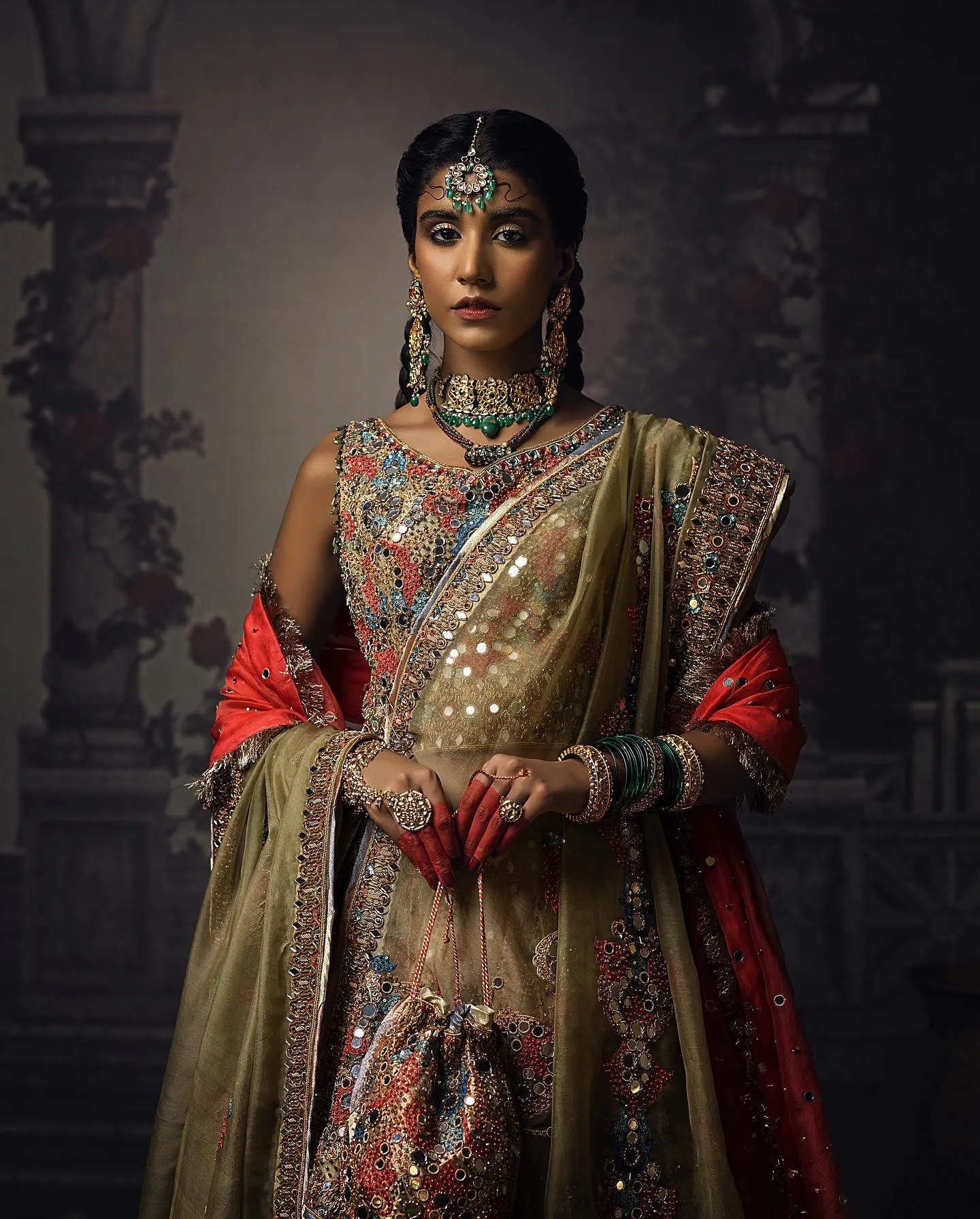 Tissue Lehenga with Sleeveless Choli and Dupatta Dress