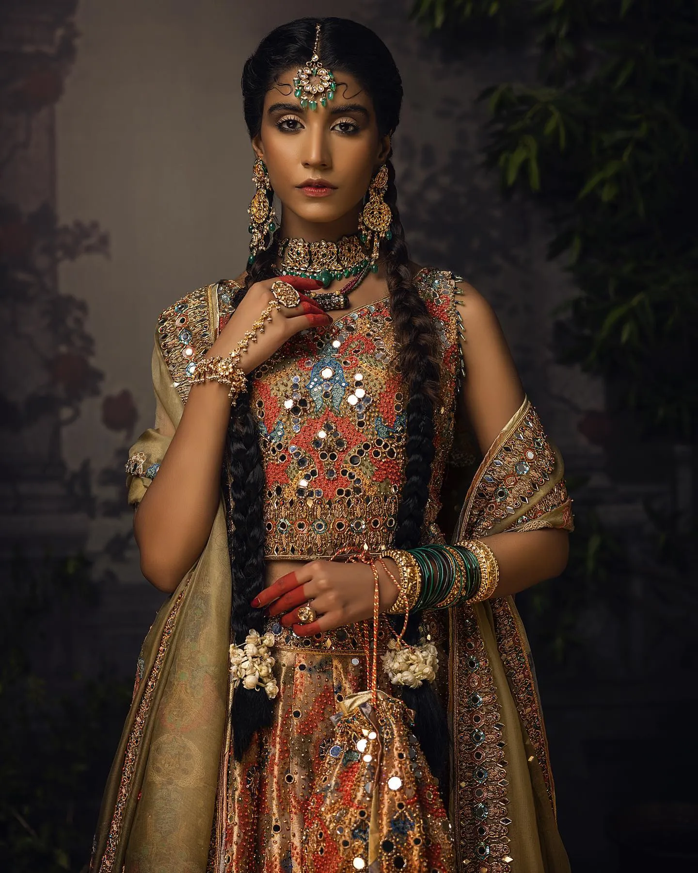 Tissue Lehenga with Sleeveless Choli and Dupatta Dress