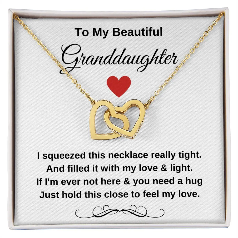To My Granddaughter Interlocking Hearts Hugs Necklace