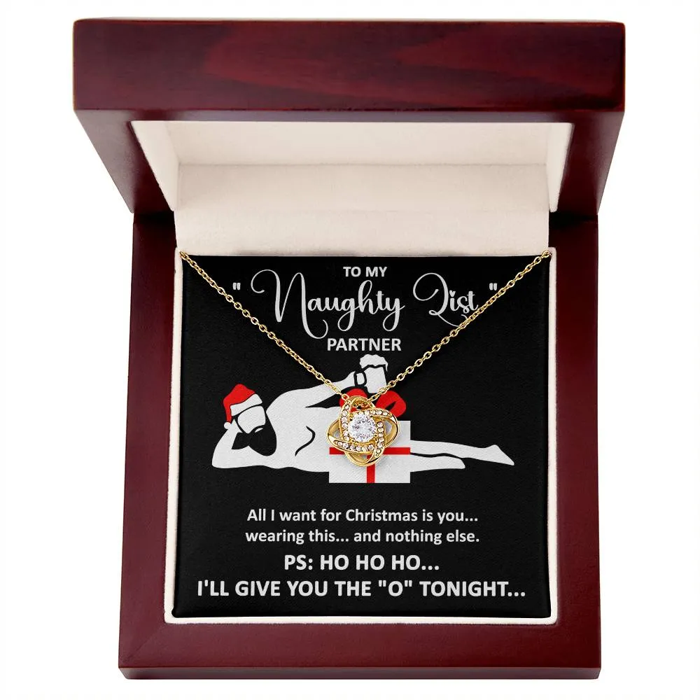 To My Naughty List Partner | Love Knot Necklace Christmas Gift For Her