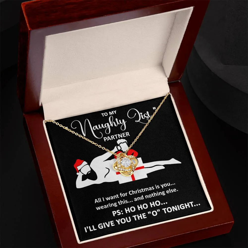 To My Naughty List Partner | Love Knot Necklace Christmas Gift For Her
