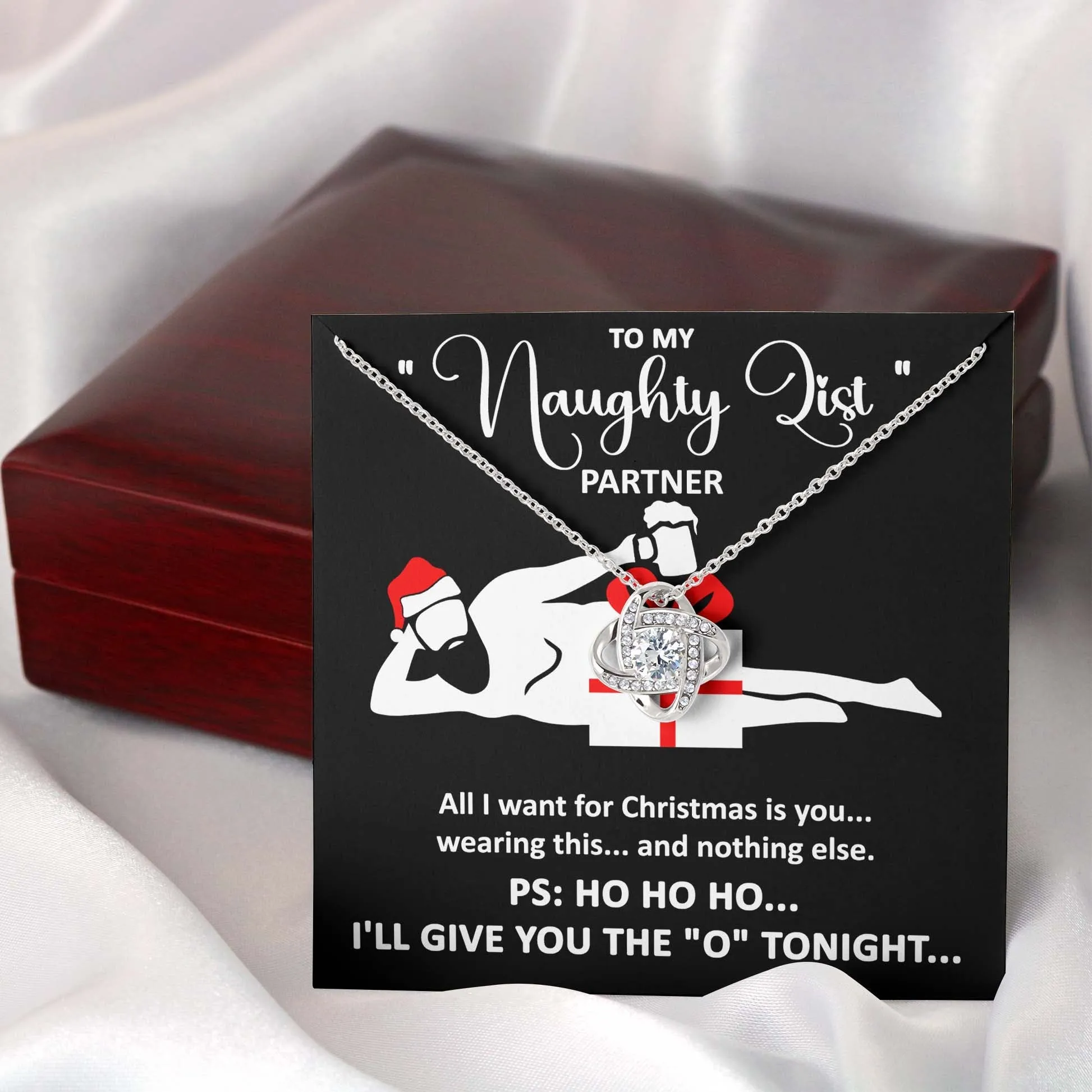 To My Naughty List Partner | Love Knot Necklace Christmas Gift For Her