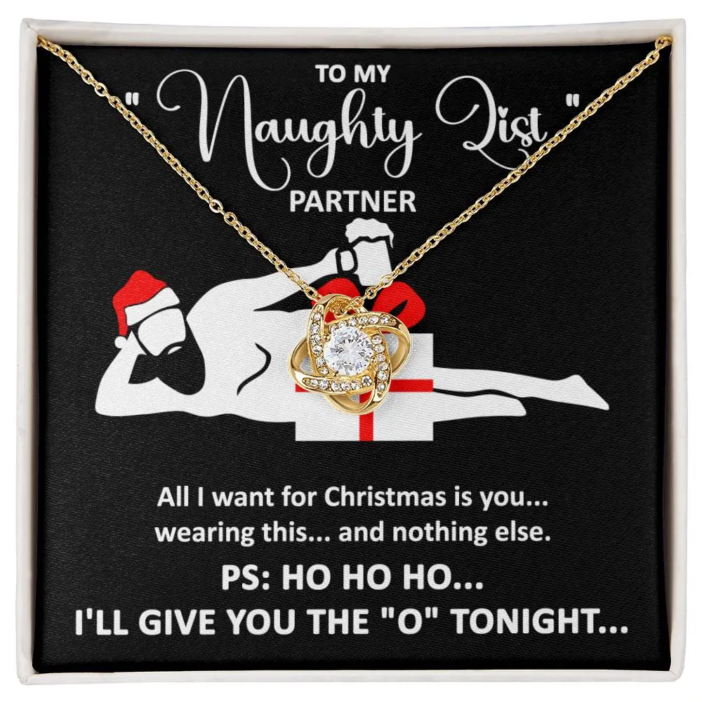 To My Naughty List Partner | Love Knot Necklace Christmas Gift For Her