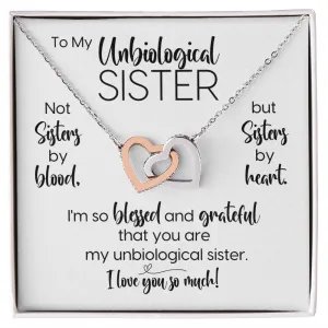 To My Unbiological Sister | Blessed & Grateful | Interlocking Hearts Necklace