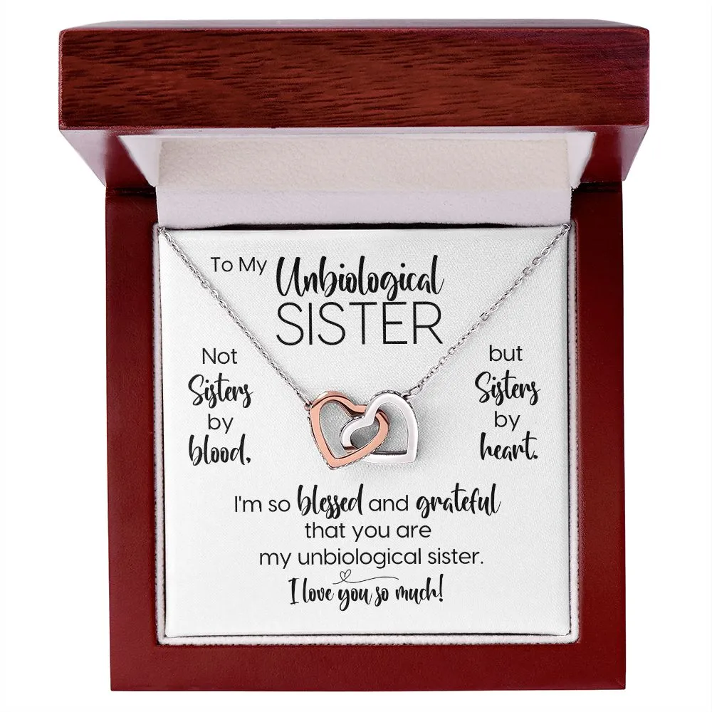 To My Unbiological Sister | Blessed & Grateful | Interlocking Hearts Necklace