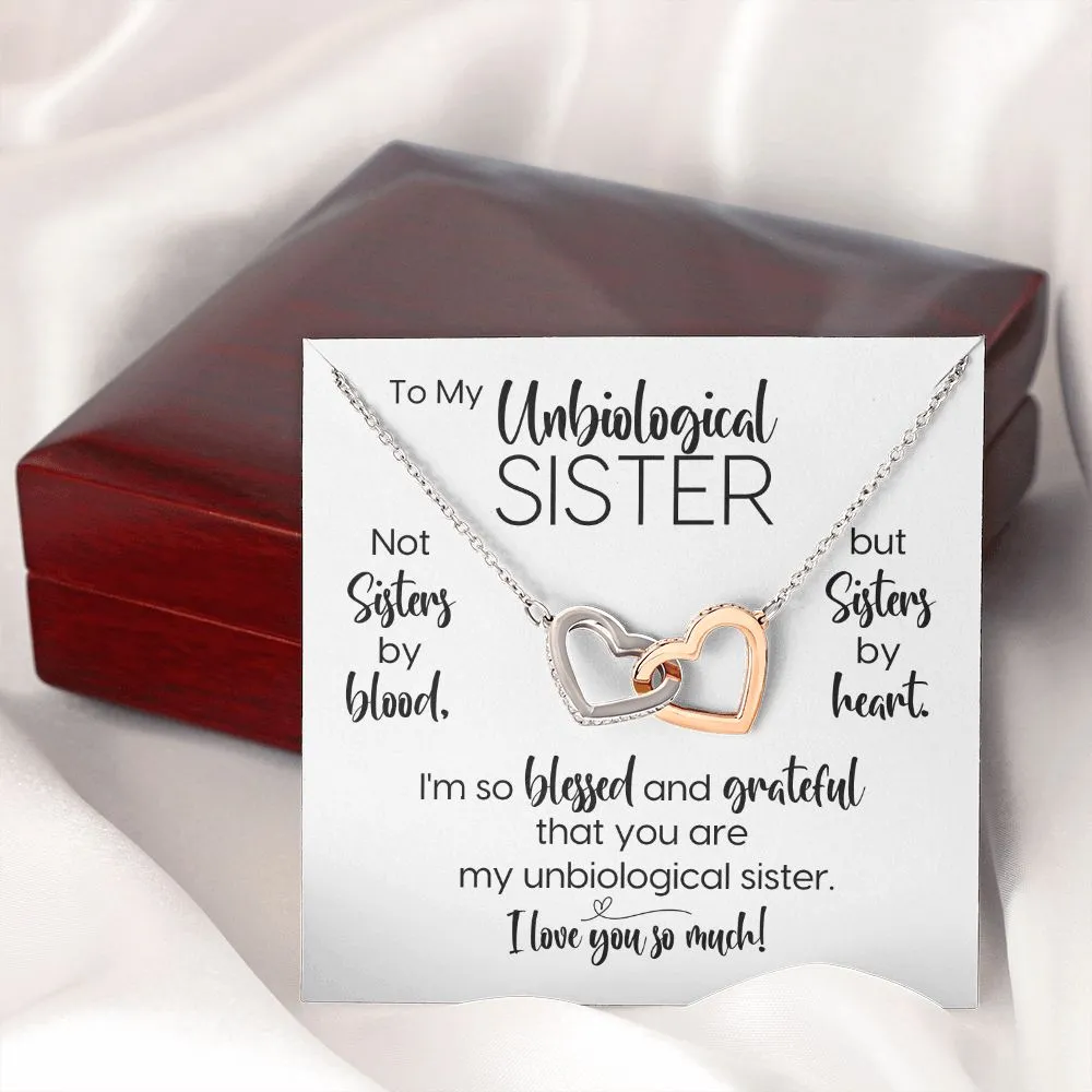 To My Unbiological Sister | Blessed & Grateful | Interlocking Hearts Necklace
