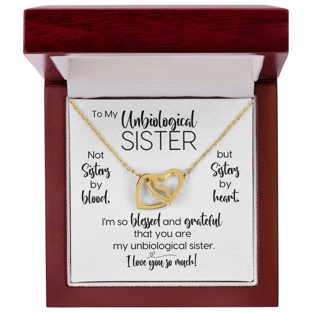 To My Unbiological Sister | Blessed & Grateful | Interlocking Hearts Necklace