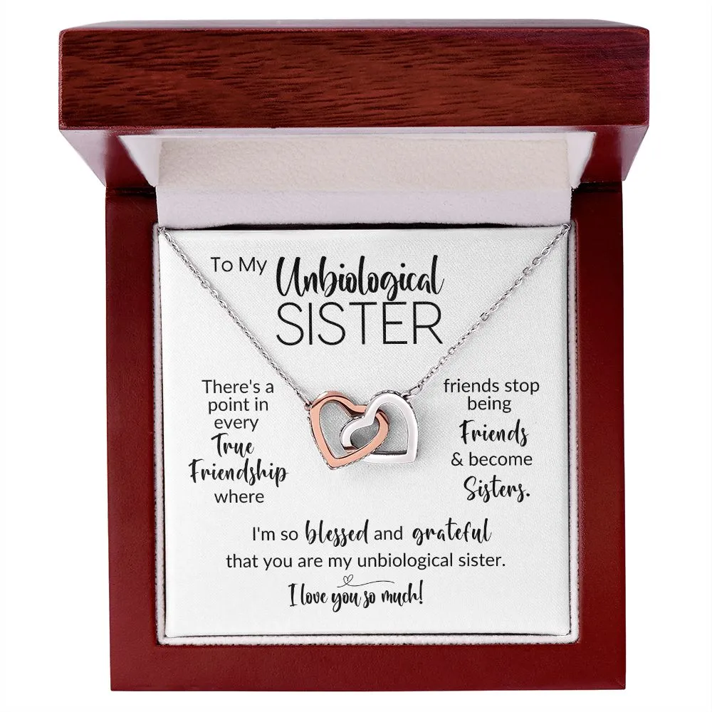 To My Unbiological Sister | Friends Become Sisters | Interlocking Hearts Necklace