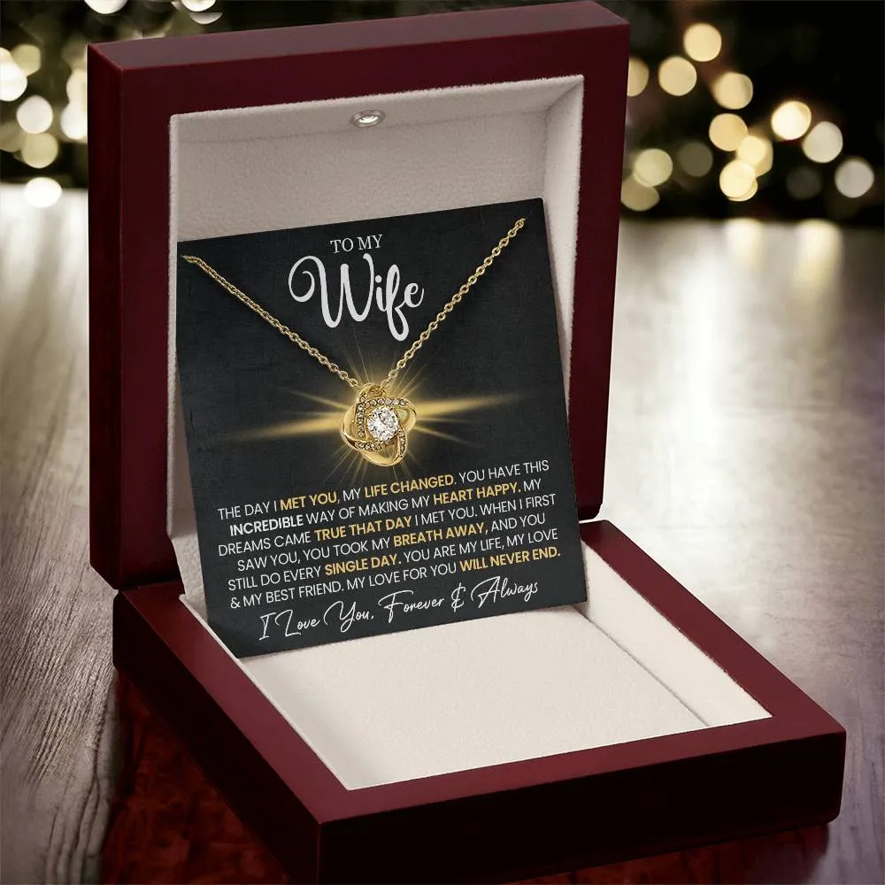 To My Wife "You Make My Heart Happy" Love Knot Necklace