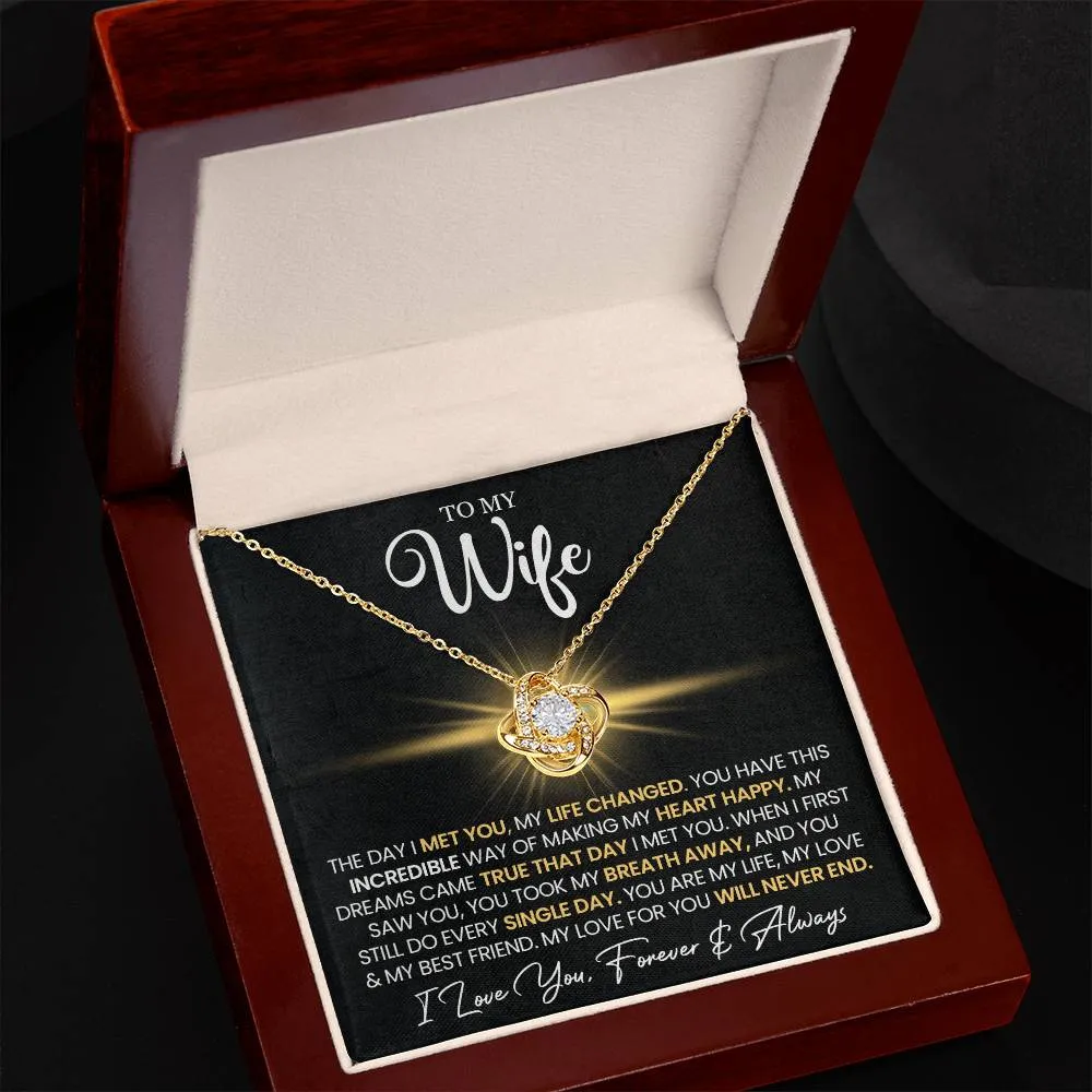 To My Wife "You Make My Heart Happy" Love Knot Necklace
