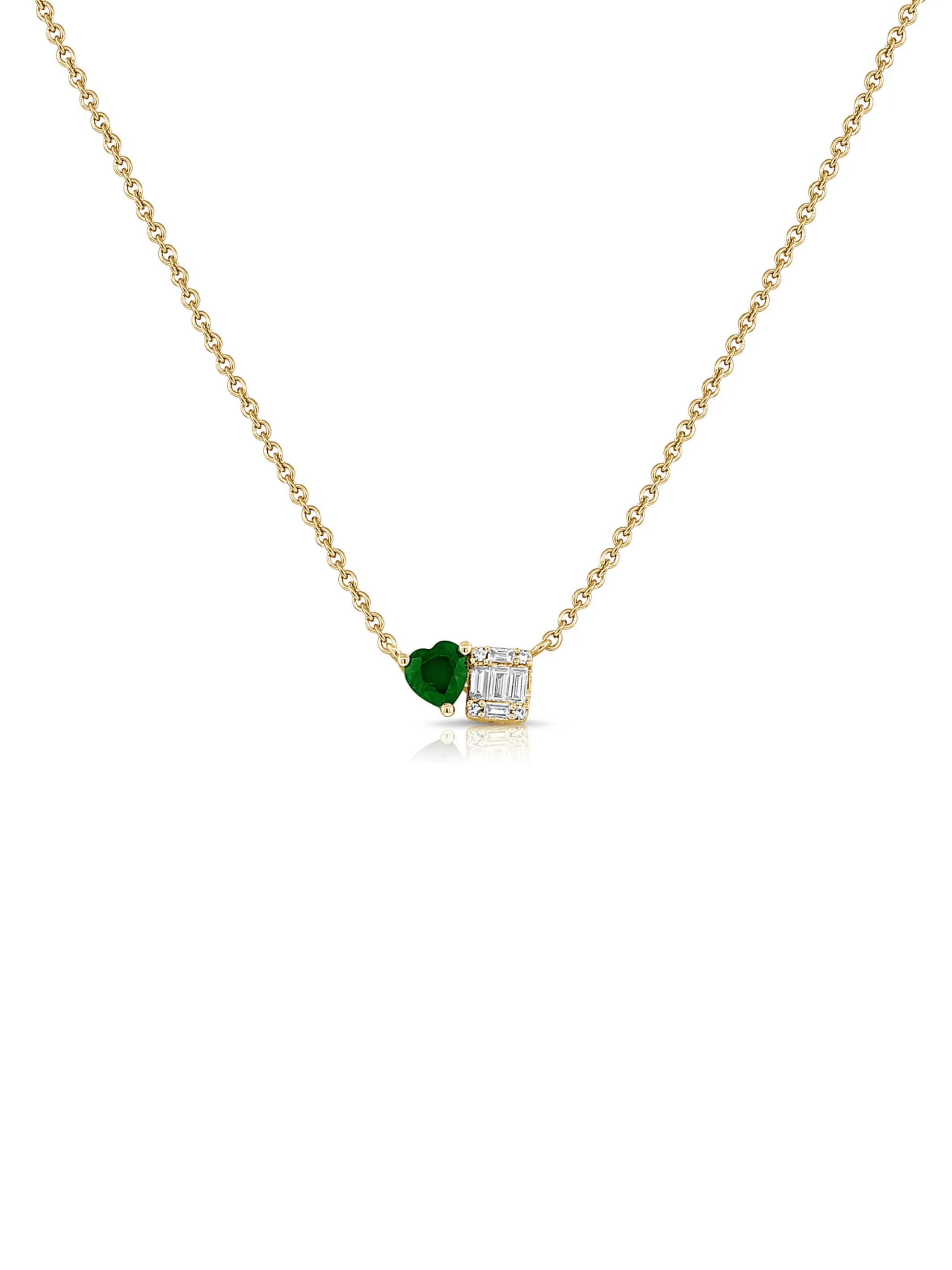 Toi Et Moi Emerald Heart Necklace 14K