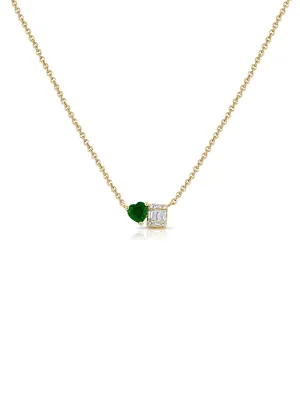 Toi Et Moi Emerald Heart Necklace 14K